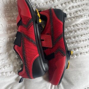 Red Cycling Shoes with Black Accents, size 48/14, worn twice, peloton pedals